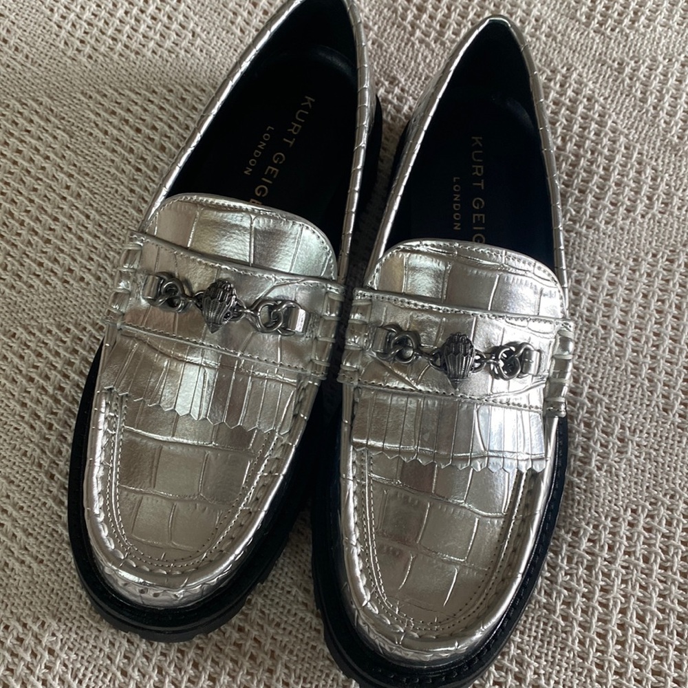 Kurt Geiger Metallic Silver Loafers